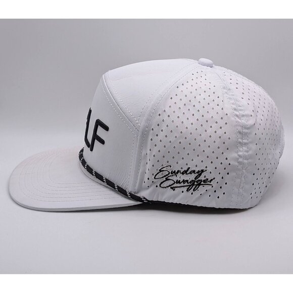 Sunday Swagger Hat Cap SnapBack White Golf Logo Golfing Preppy Flat Bill Trucker - Picture 2 of 5